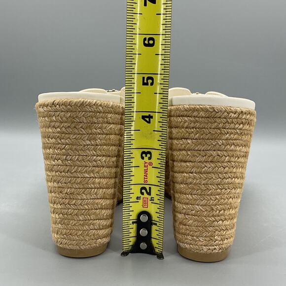 NEW Jimmy Choo Women’s Leda Leather Espadrille Wedges Latte/Gold Size 10 - Picture 4 of 10